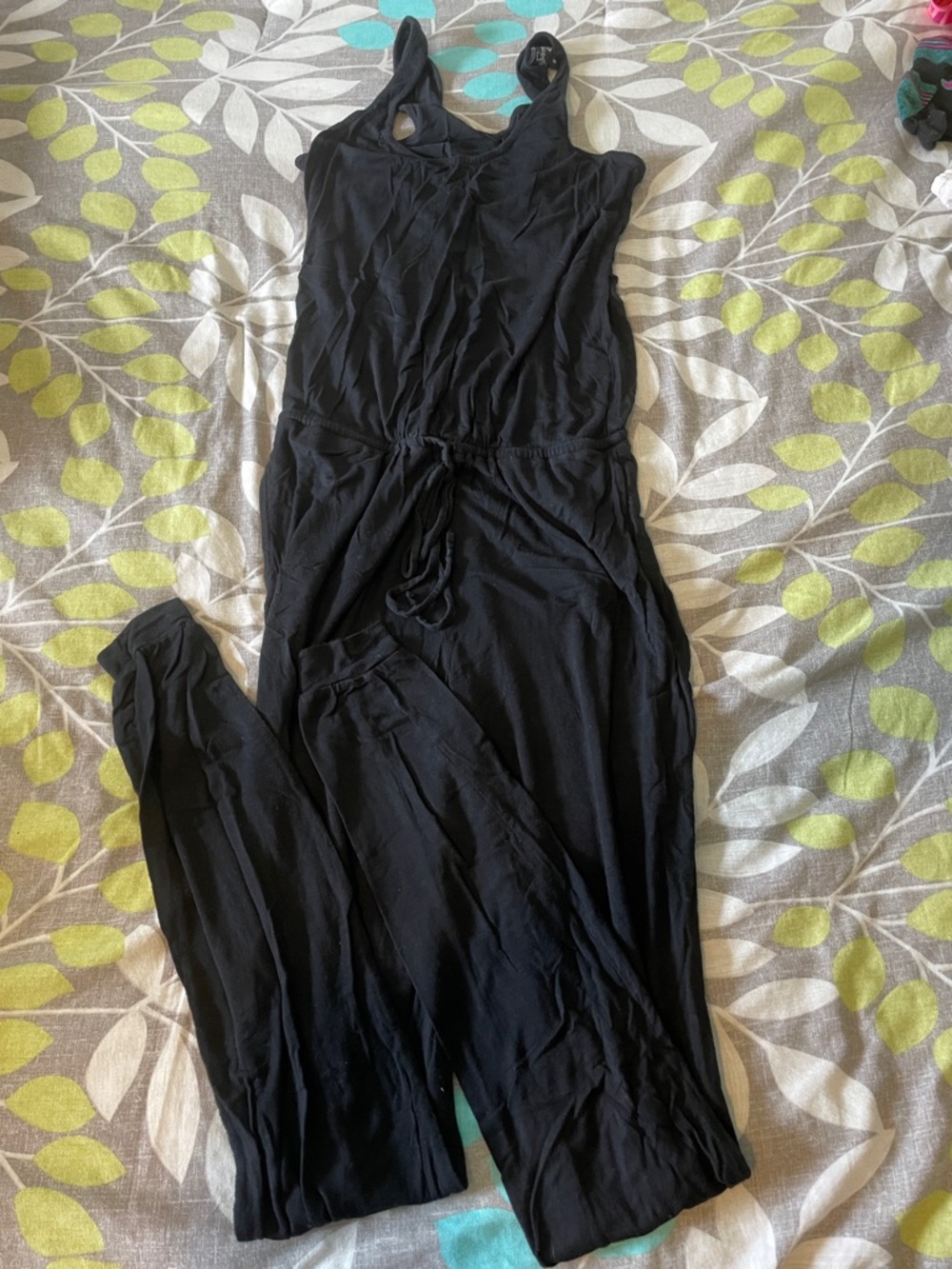 Everyday Black Sleeveless Drawstring Jumpsuit